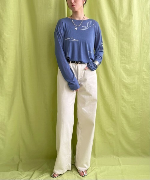 LHELBIE(レルビエ)の「シアープリントトップス(Tシャツ/カットソー・レディース・ブルー/オフホワイト/ブラック・M)」の8枚目の写真