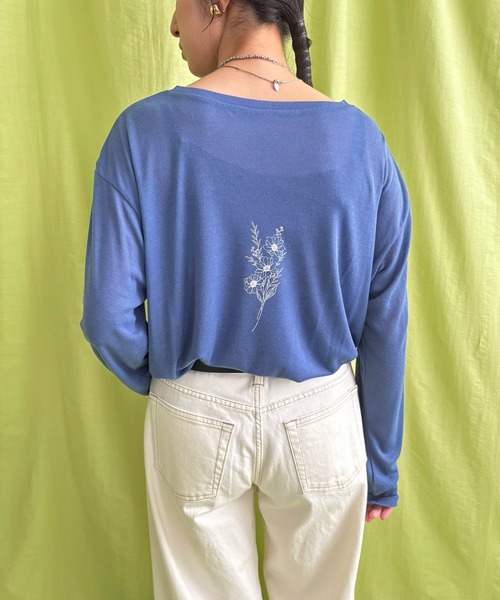 LHELBIE(レルビエ)の「シアープリントトップス(Tシャツ/カットソー・レディース・ブルー/オフホワイト/ブラック・M)」の10枚目の写真