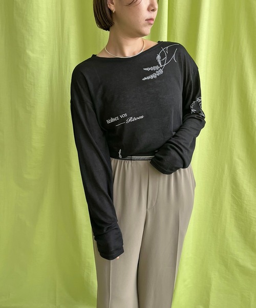 LHELBIE(レルビエ)の「シアープリントトップス(Tシャツ/カットソー・レディース・ブルー/オフホワイト/ブラック・M)」の17枚目の写真