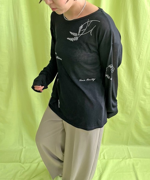 LHELBIE(レルビエ)の「シアープリントトップス(Tシャツ/カットソー・レディース・ブルー/オフホワイト/ブラック・M)」の14枚目の写真