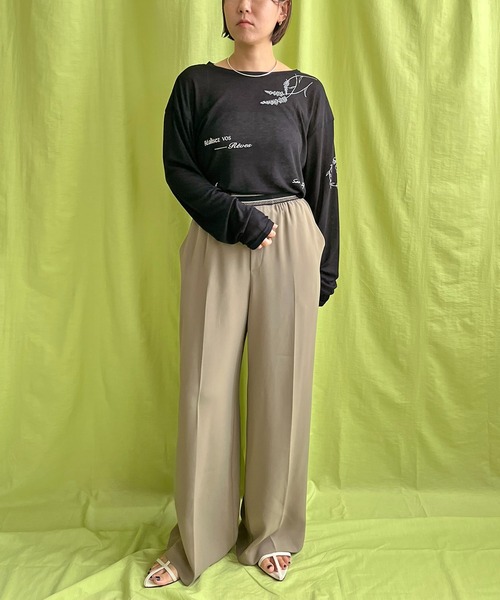 LHELBIE(レルビエ)の「シアープリントトップス(Tシャツ/カットソー・レディース・ブルー/オフホワイト/ブラック・M)」の18枚目の写真