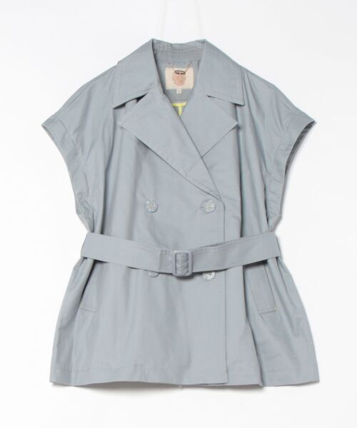 Q（キュー）の「2wayショートトレンチ（トレンチコート・レディース・ライトブルー/ベージュ・MEDIUM）」の8枚目の写真