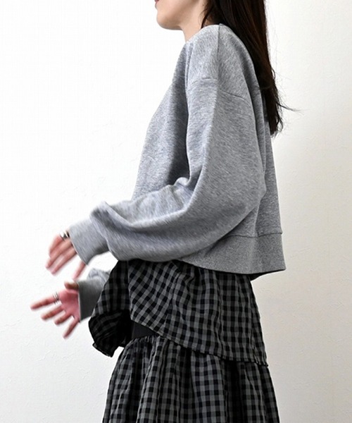 STYLEBLOCK（スタイルブロック）の「スウェットショートプルオーバー（Tシャツ/カットソー・レディース・ブラック/ホワイト/杢グレー・M）」の7枚目の写真