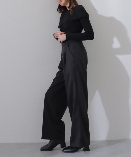 Lace Ladies(レースレディース)の「フロントジップ ハイウエスト ワイド ストレート パンツ(スラックス・レディース・グレー/アイボリー/ブラック/ベージュ・M/L/S)」の7枚目の写真