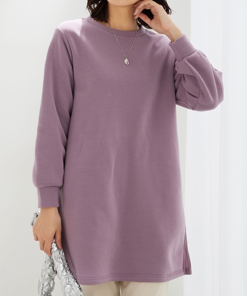 BELLUNA PLUS（ベルーナ）の「ふんわり素材軽ぽかチュニックワンピ―ス（チュニック・レディース・ターコイズブルー/チャコール/パープル/黄緑系・MEDIUM/LARGE/X-LARGE）」の4枚目の写真