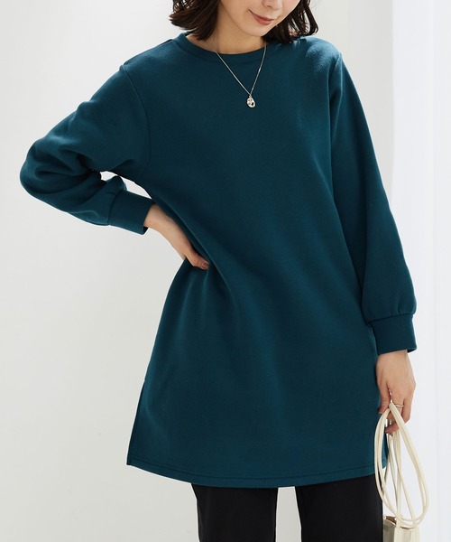 BELLUNA PLUS（ベルーナ）の「ふんわり素材軽ぽかチュニックワンピ―ス（チュニック・レディース・ターコイズブルー/チャコール/パープル/黄緑系・MEDIUM/LARGE/X-LARGE）」の3枚目の写真