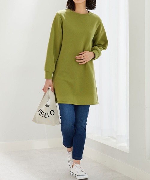 BELLUNA PLUS（ベルーナ）の「ふんわり素材軽ぽかチュニックワンピ―ス（チュニック・レディース・ターコイズブルー/チャコール/パープル/黄緑系・MEDIUM/LARGE/X-LARGE）」の21枚目の写真