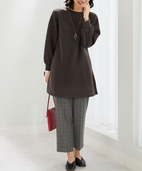 BELLUNA PLUS（ベルーナ）の「ふんわり素材軽ぽかチュニックワンピ―ス（チュニック・レディース・ターコイズブルー/チャコール/パープル/黄緑系・MEDIUM/LARGE/X-LARGE）」の14枚目の写真