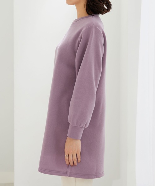 BELLUNA PLUS（ベルーナ）の「ふんわり素材軽ぽかチュニックワンピ―ス（チュニック・レディース・ターコイズブルー/チャコール/パープル/黄緑系・MEDIUM/LARGE/X-LARGE）」の5枚目の写真