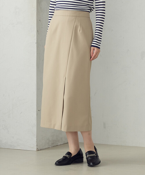 COMME CA ISM(コムサイズム)の「Iライン ラップ風スリットスカート(スカート・レディース・ベージュ/ブラック・MEDIUM/LARGE)」の1枚目の写真