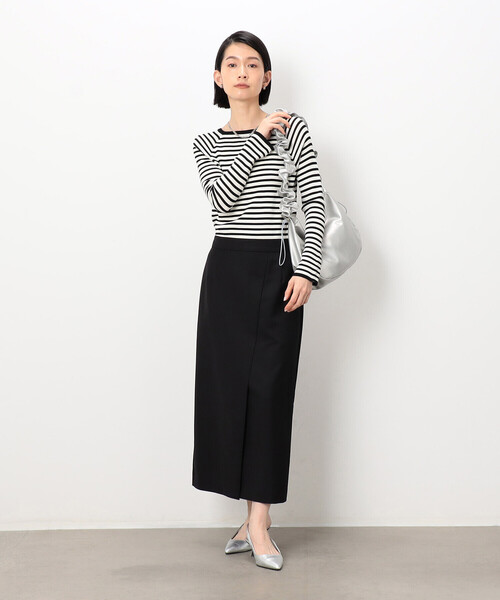 COMME CA ISM(コムサイズム)の「Iライン ラップ風スリットスカート(スカート・レディース・ベージュ/ブラック・MEDIUM/LARGE)」の13枚目の写真