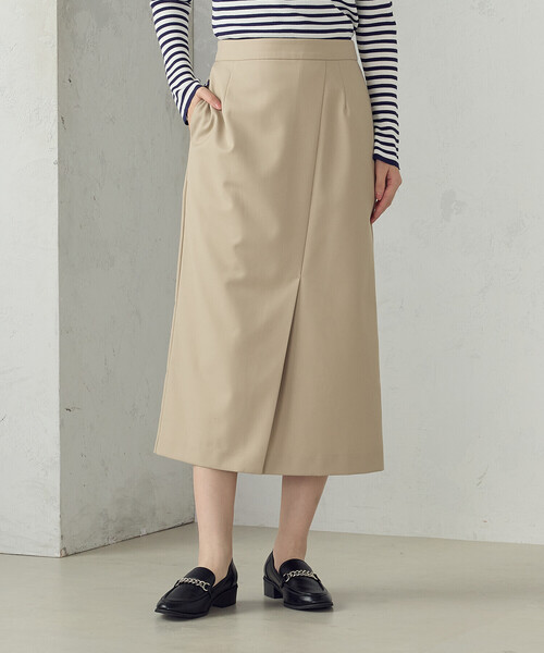 COMME CA ISM(コムサイズム)の「Iライン ラップ風スリットスカート(スカート・レディース・ベージュ/ブラック・MEDIUM/LARGE)」の7枚目の写真