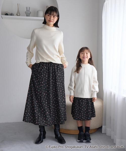 ROPE' PICNIC（ロペピクニック）の「【ドラえもんコレクション】花柄スカート/リンクコーデ（スカート・レディース・ブラック/ホワイト・38）」の5枚目の写真