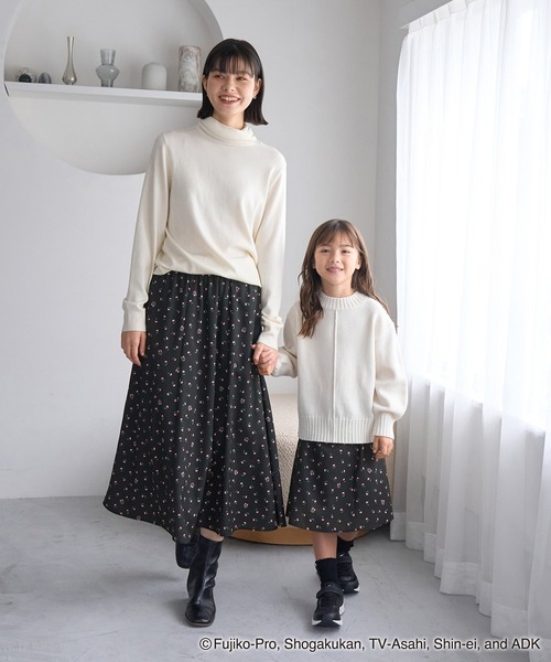 ROPE' PICNIC（ロペピクニック）の「【ドラえもんコレクション】花柄スカート/リンクコーデ（スカート・レディース・ブラック/ホワイト・38）」の6枚目の写真