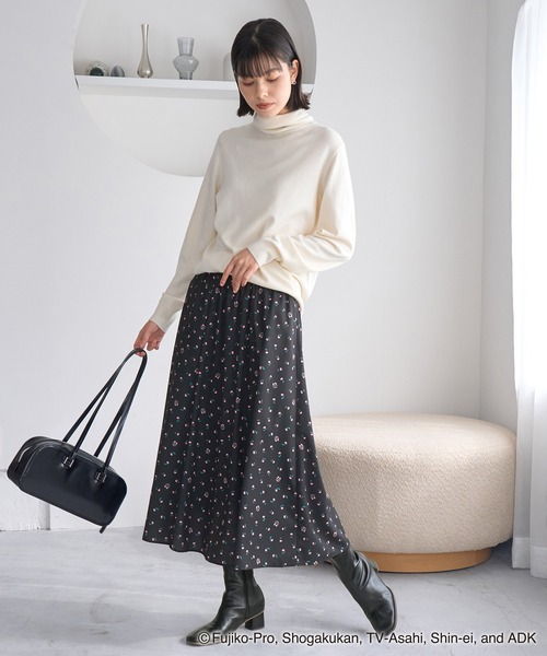 ROPE' PICNIC（ロペピクニック）の「【ドラえもんコレクション】花柄スカート/リンクコーデ（スカート・レディース・ブラック/ホワイト・38）」の7枚目の写真