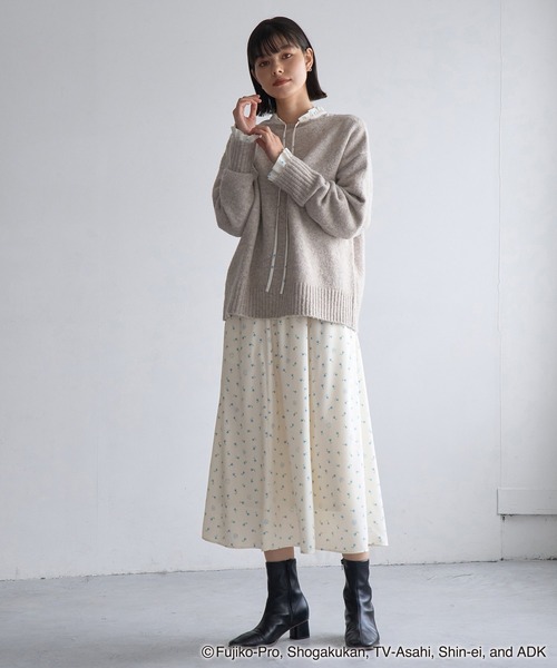 ROPE' PICNIC（ロペピクニック）の「【ドラえもんコレクション】花柄スカート/リンクコーデ（スカート・レディース・ブラック/ホワイト・38）」の16枚目の写真