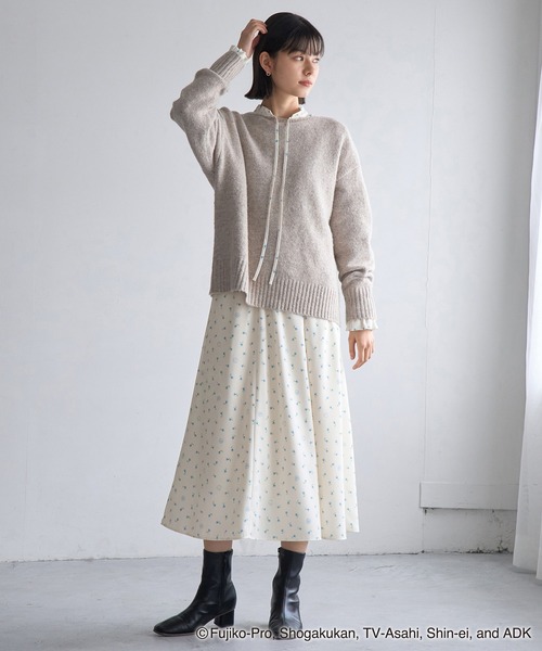 ROPE' PICNIC（ロペピクニック）の「【ドラえもんコレクション】花柄スカート/リンクコーデ（スカート・レディース・ブラック/ホワイト・38）」の17枚目の写真