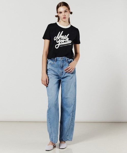 美品☆ダブルスタンダード　配色ロゴフライスTシャツ セール】配色ロゴフライスTシャツ（Tシャツ/カットソー
