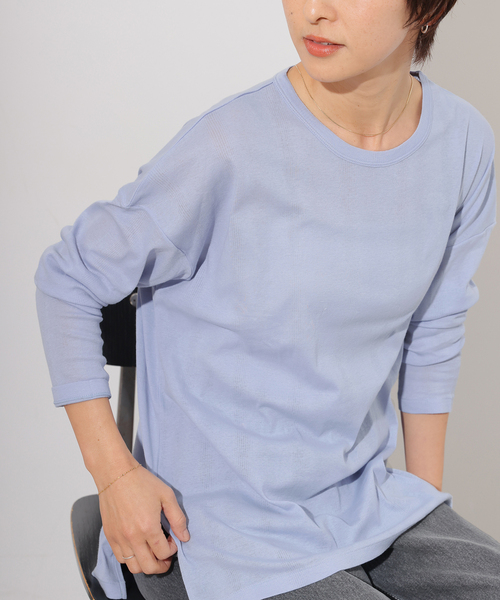 MILLER(ミラー)の「《追加》別注【MILLER/ミラー】Light Prib L/S:カットソー(Tシャツ/カットソー・レディース・ホワイト/ブラック/サックスブルー/イエロー・FREE)」の3枚目の写真
