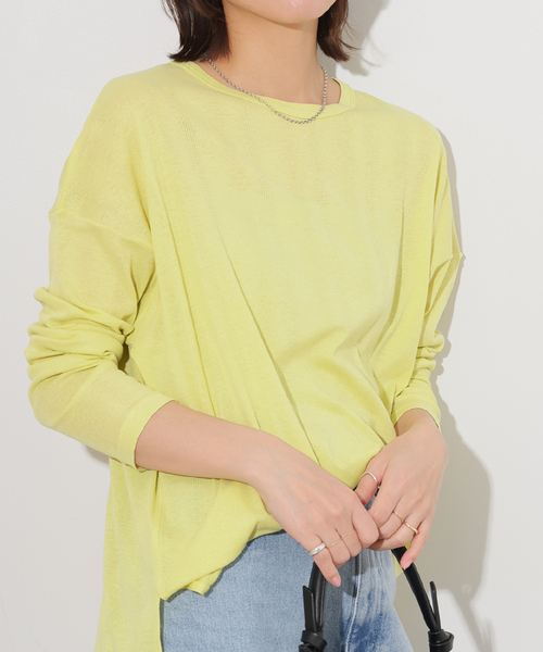 MILLER(ミラー)の「《追加》別注【MILLER/ミラー】Light Prib L/S:カットソー(Tシャツ/カットソー・レディース・ホワイト/ブラック/サックスブルー/イエロー・FREE)」の4枚目の写真