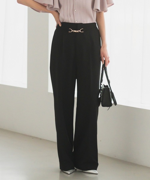 《2025新作》【洗える/セットアップ対応】ビット付きセミワイドパンツ 単品