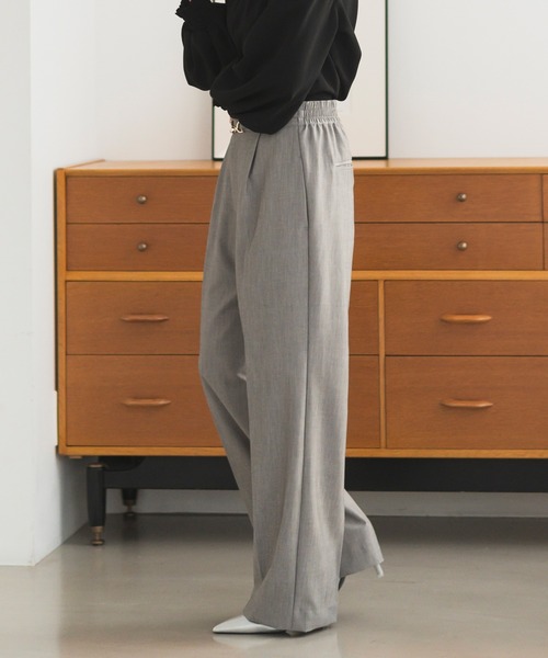 CELEN(セレン)の「【洗える/セットアップ対応】ビット付きセミワイドパンツ 単品(スーツパンツ・レディース・グレー/ベージュ/ネイビー/ブラック・ST/L/M/S/LT/MT)」の9枚目の写真