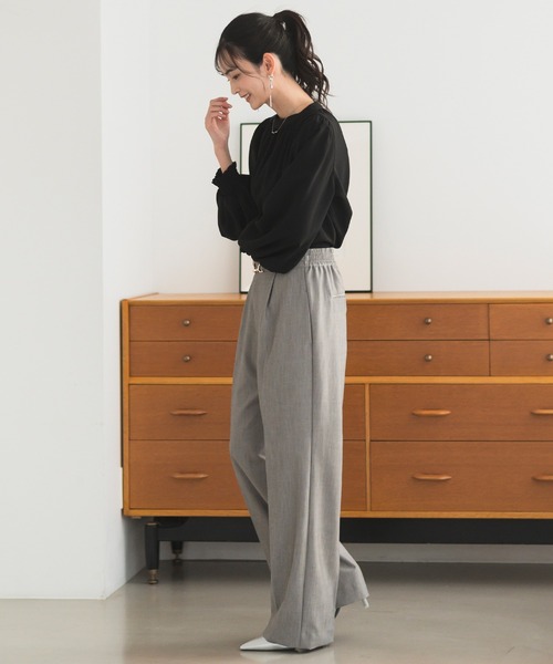 CELEN(セレン)の「【洗える/セットアップ対応】ビット付きセミワイドパンツ 単品(スーツパンツ・レディース・グレー/ベージュ/ネイビー/ブラック・ST/L/M/S/LT/MT)」の6枚目の写真