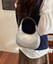 フェイクレザー チェーンショルダー ワンハンドルバッグ