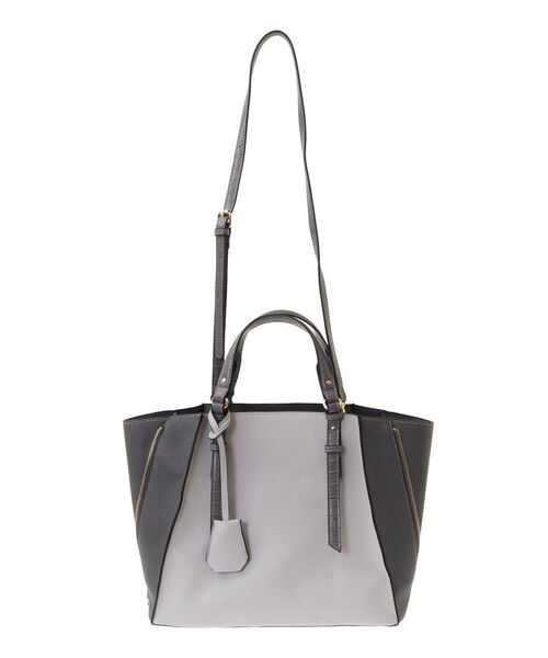 YECCA VECCA（イェッカヴェッカ）の「2way配色ZIPデザインバッグ（トートバッグ・レディース・チャコールグレー/ライトグレー/ベージュ・FREE）」の18枚目の写真