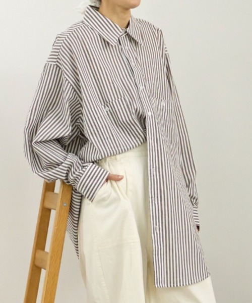 Libra Cue（リブラ キュー）の「オーバーシルエットシャツ（シャツ/ブラウス・レディース・ブルー/ブラック/その他2/その他1/ベージュ/ホワイト/ピンク/その他・FREE）」の8枚目の写真