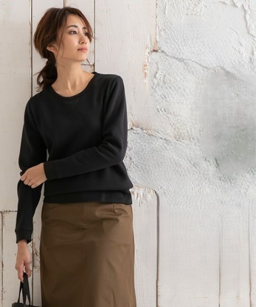 aquagarage(アクアガレージ)の「選べる3丈裏起毛トレーナー(スウェット・レディース・グレー/ブラック/カーキ/ネイビー/チャコール/ホワイト/キャメル/ブラウン・M2/L2/LL1/LL2/M1/L1)」の12枚目の写真