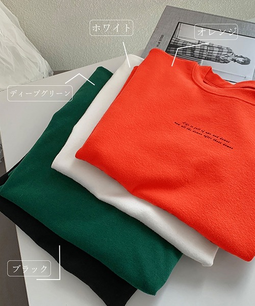 Asterellivi(アステレリビ)の「1枚で映える!英字ロゴラウンドTシャツ/春夏のマストアイテム(Tシャツ/カットソー・レディース・グリーン/オレンジ/ブラック/ホワイト・FREE)」の8枚目の写真