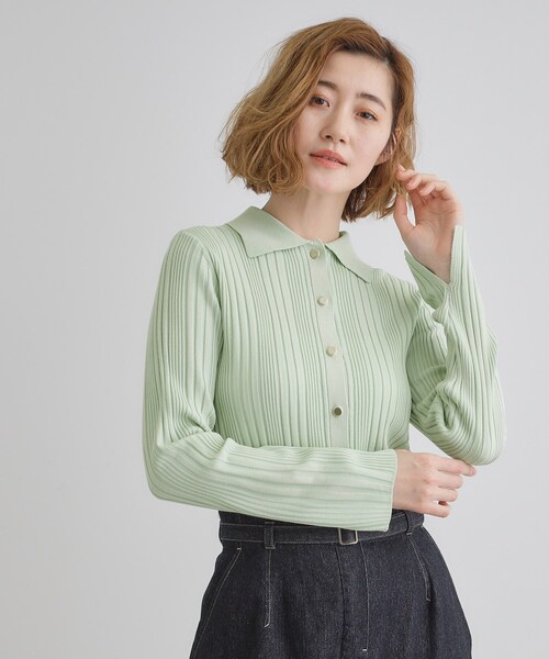 セール】ワイドリブポロニット（ニット/セーター）｜grove