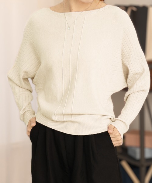 Miniministore(ミニミニストア)の「ニットトップスリブニットレディース春秋冬(ニット/セーター・レディース・ベージュ/アイボリー/ブラック/ピンク/ラベンダー・FREE)」の2枚目の写真