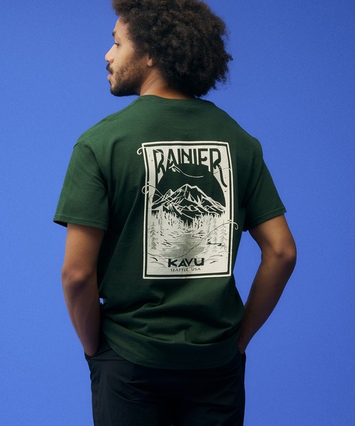 KAVU(カブー)の「KAVU/カブー 25 Rainier Tee/レイニアティー(Tシャツ/カットソー・メンズ・ナチュラル/ホワイト/グリーン/ピンク/ブラック/ライトブルー/ネイビー・MEDIUM/X-LARGE/LARGE)」の1枚目の写真