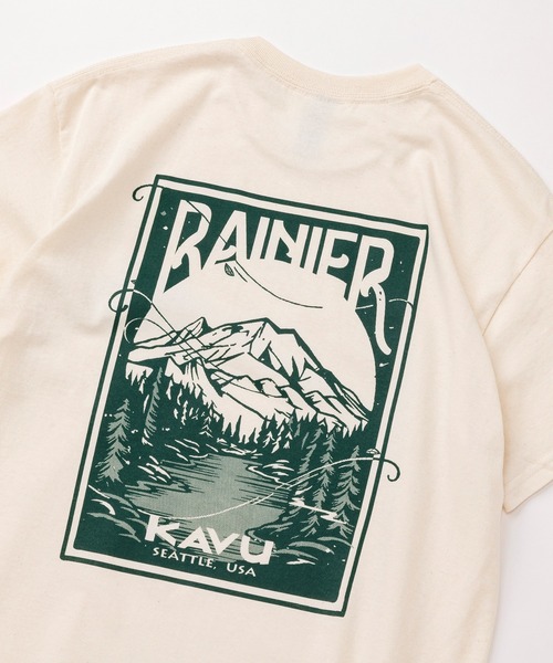 KAVU(カブー)の「KAVU/カブー 25 Rainier Tee/レイニアティー(Tシャツ/カットソー・メンズ・ナチュラル/ホワイト/グリーン/ピンク/ブラック/ライトブルー/ネイビー・MEDIUM/X-LARGE/LARGE)」の17枚目の写真