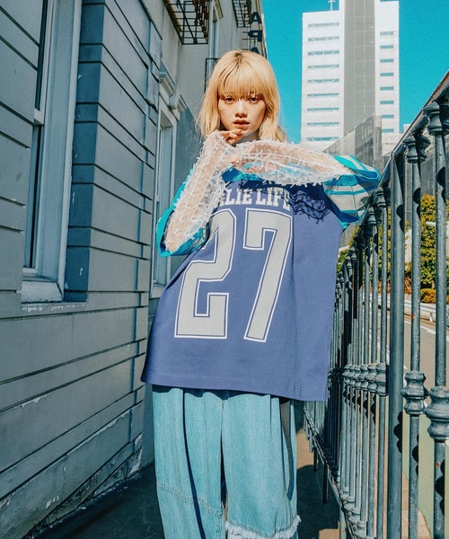 【国内配送】 セール】【MODE CORE】レイヤードナンバリングTシャツ（T NORM トップス