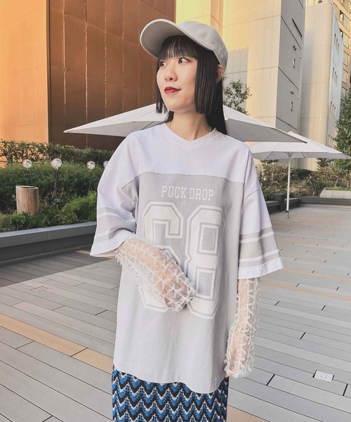 niko and...(ニコアンド)の「【MODE NORM CORE】レイヤードナンバリングTシャツ(Tシャツ/カットソー・レディース・オフホワイト/グレー/ネイビー・FREE)」の12枚目の写真