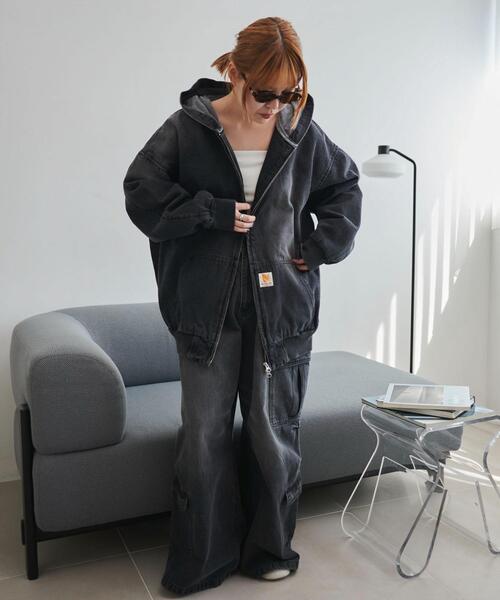 WEGO（ウィゴー）の「WEGO/ヴィンテージウォッシュデニムBIGフードブルゾン（ブルゾン・メンズ・コバルトブルー/ブラック・FREE）」の3枚目の写真