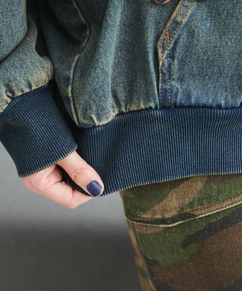 WEGO（ウィゴー）の「WEGO/ヴィンテージウォッシュデニムBIGフードブルゾン（ブルゾン・メンズ・コバルトブルー/ブラック・FREE）」の7枚目の写真