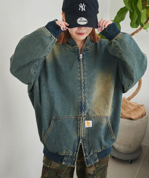 WEGO（ウィゴー）の「WEGO/ヴィンテージウォッシュデニムBIGフードブルゾン（ブルゾン・メンズ・コバルトブルー/ブラック・FREE）」の17枚目の写真