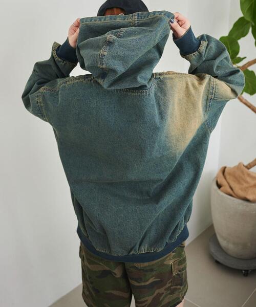 WEGO（ウィゴー）の「WEGO/ヴィンテージウォッシュデニムBIGフードブルゾン（ブルゾン・メンズ・コバルトブルー/ブラック・FREE）」の18枚目の写真
