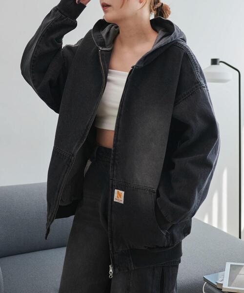 WEGO（ウィゴー）の「WEGO/ヴィンテージウォッシュデニムBIGフードブルゾン（ブルゾン・メンズ・コバルトブルー/ブラック・FREE）」の13枚目の写真