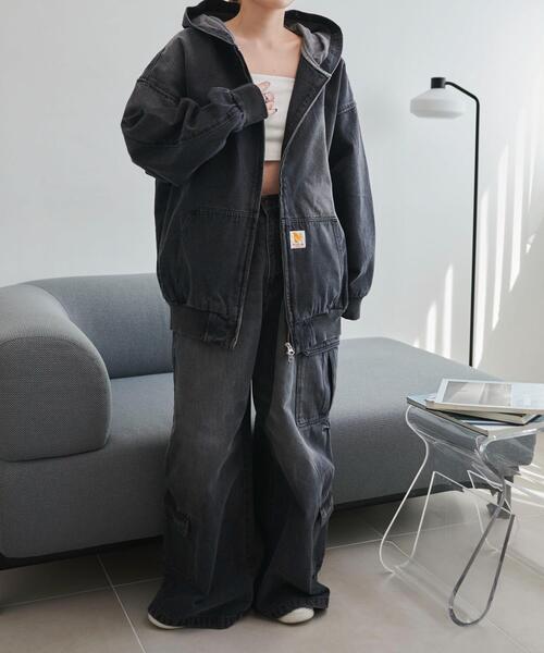 WEGO（ウィゴー）の「WEGO/ヴィンテージウォッシュデニムBIGフードブルゾン（ブルゾン・メンズ・コバルトブルー/ブラック・FREE）」の14枚目の写真