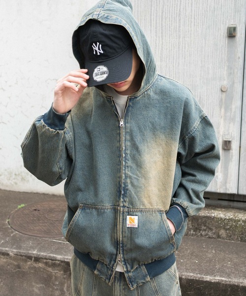 セール】WEGO/ヴィンテージウォッシュデニムBIGフードブルゾン