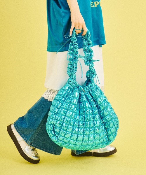 What Is Heart（ワットイズハート）の「hekireki blue shirring bag - シャーリングバッグ -（ハンドバッグ・レディース・ブルー・FREE）」の8枚目の写真