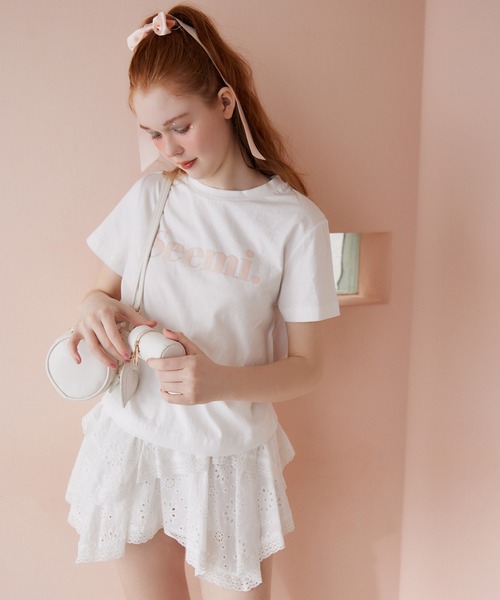 Seemi. byNICECLAUP（ シーミーバイナイスクラップ）の「【Seemi.】イレヘムミニスカート（スカート・レディース・オフホワイト/ピンク/ブルー系その他/ドット・FREE）」の2枚目の写真