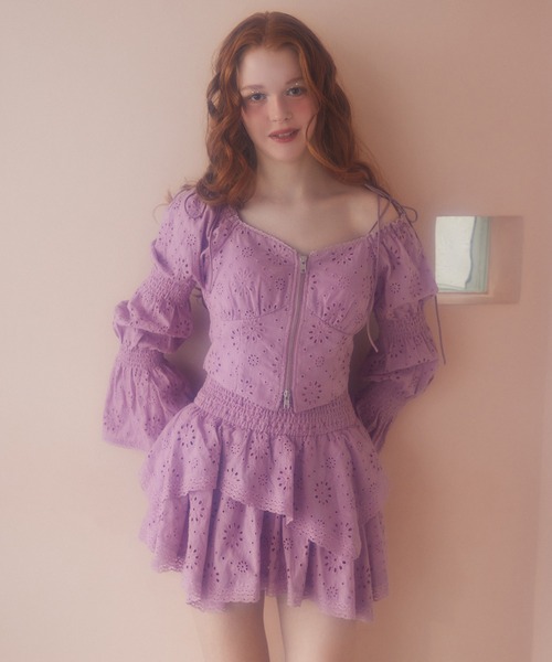 Seemi. byNICECLAUP（ シーミーバイナイスクラップ）の「【Seemi.】イレヘムミニスカート（スカート・レディース・オフホワイト/ピンク/ブルー系その他/ドット・FREE）」の4枚目の写真