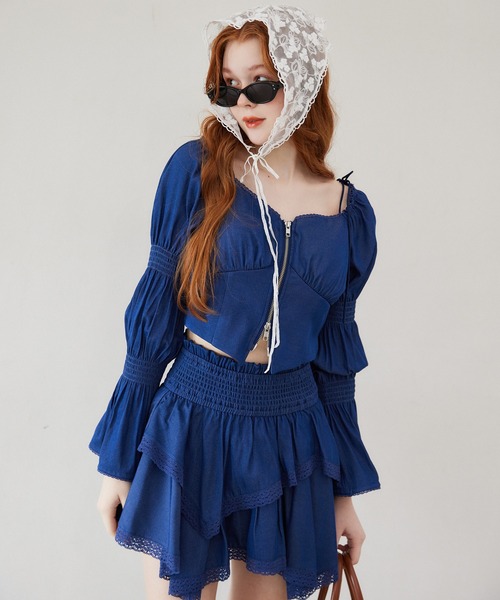 Seemi. byNICECLAUP（ シーミーバイナイスクラップ）の「【Seemi.】イレヘムミニスカート（スカート・レディース・オフホワイト/ピンク/ブルー系その他/ドット・FREE）」の18枚目の写真