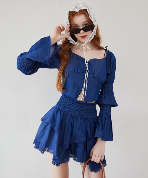 Seemi. byNICECLAUP（ シーミーバイナイスクラップ）の「【Seemi.】イレヘムミニスカート（スカート・レディース・オフホワイト/ピンク/ブルー系その他/ドット・FREE）」の17枚目の写真